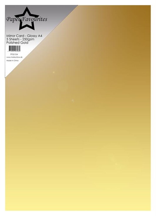 Paper Favourites mirror card glossy polished gold A4 250g